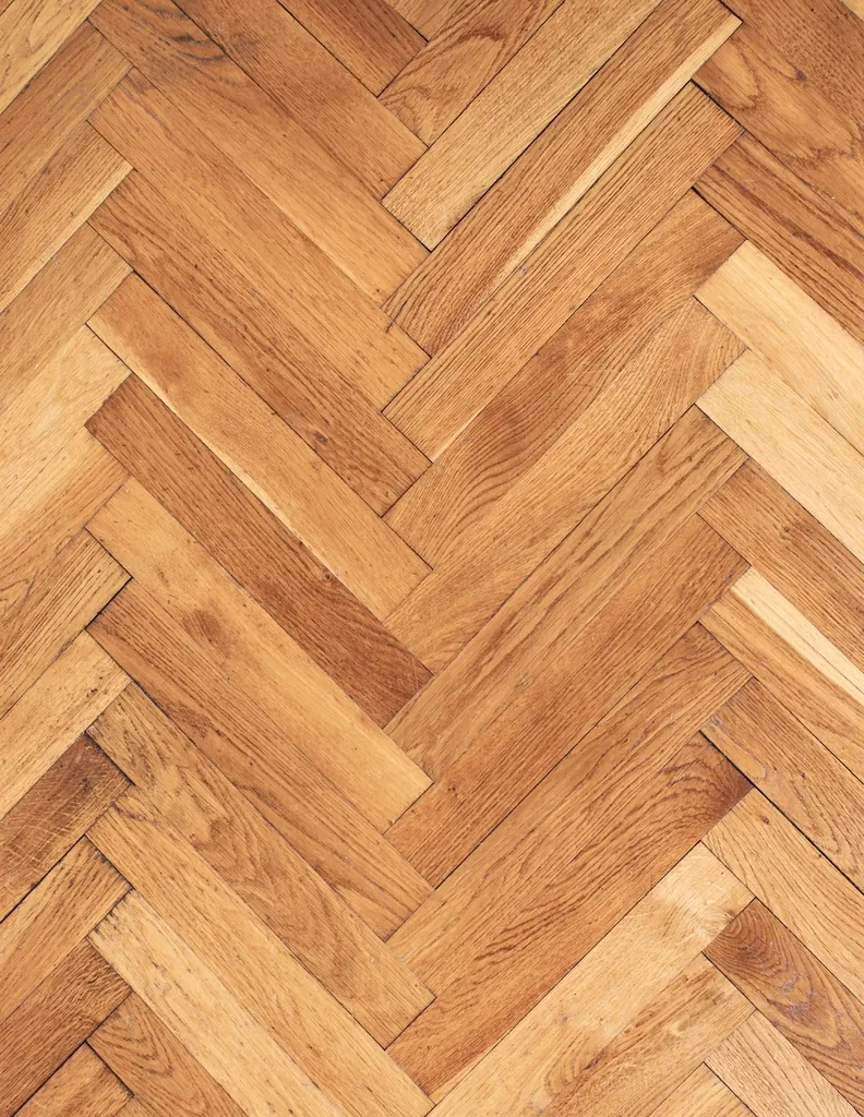 Herringbone wood floor up close